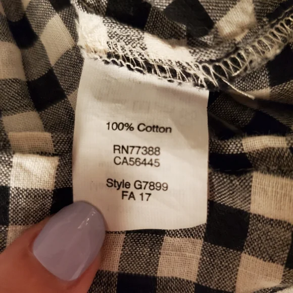 Madewell Gingham Lace-Up Black & White Plaid Bell Sleeve Top - Picture 9 of 9